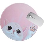 Rfgvc - tapis de souris rond en caoutchouc antidrapant pour ordinateur portable - motif chat mignon ...