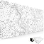 Rfgvc - tapis de souris xxl topographique 800x350x3mm blanc sous main ergonomique bureau avec base en ...