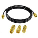 Rg174 sma c�ble coaxial m�le � femelle rf 6, 6 pieds (2m) + 3 adaptateurs radio ham, antenne 3g 4g lte, ...
