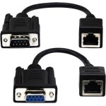 Rj45 vers rs232 cble, port srie db9 9 broches femelle et mle vers rj45 femelle cat5 / 6 ethernet / ...