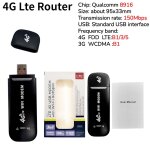 Routeur wifi portable 4g, hotspot mobile de poche, haut dbit 150mbps, cl usb, modem sans fil avec fente ...