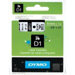 Dymo d1 - auto - adh�sif - noir sur blanc - rouleau (0, 9 cm x 7 m) 1 cassette(s) bande d'�tiquettes ...