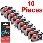 Ruban d'étiquettes pour imprimante, 10 pièces, compatible avec casio xr - 12we xr12we 12mm, noir sur ... Ruban d'étiquettes pour imprimante, 10 pièces, compatible avec casio xr - 12we xr12we 12mm, noir sur ...