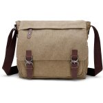 Sac a bandoulire en toile et cuir pour ordinateur portable 15. 6 pouces