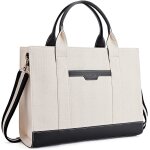 Sac cabas femme, sacoche ordinateur portable 15, 6 pouces, porte - documents en toile, beige et noir[por524199 ...