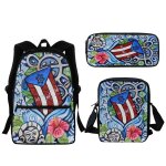 Sac  dos cratif avec fermeture clair et imprime drapeau de porto rico pour etudiants, cartable, voyage, ...
