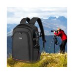 Sac � dos noir pour appareil photo avec poche pour ordinateur portable 15, 6 pouces et housse de pluie ...