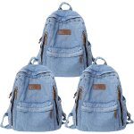 Sac  dos rtro en denim pour homme et femme - toile bleu jean pour ordinateur portable - pour etude, ...
