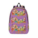 Sac  dos en toile personnalise imprime en 3d blanche - neige et les sept nains pour les voyages, l'ecole ...
