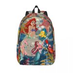 Sac  dos de voyage personnalise en toile princesse ariel pour femmes et hommes, cartable d'ordinateur, ...