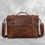 Sac  main rtro en cuir pour hommes , sac  bandoulire avec couche suprieure en cuir de vache, porte ...