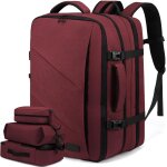 Sac de voyage avion cabine grand sac a dos roulettes rouge, 30l pour homme et femme, sac a dos de travail ...