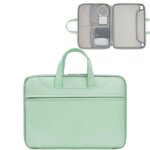 Sacoche ordinateur portable 15 � 16 pouces en pu imperm�able ouverture 180 vert yonis