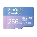 Sandisk creator - carte m�moire flash (adaptateur microsdxc vers sd inclus(e)) - 256 go - a2 / video ...