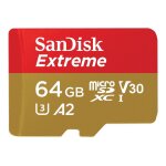 Sandisk extreme - carte mmoire flash (adaptateur microsdxc vers sd inclus(e)) - 64 go - a2 / video class ...