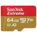 Sandisk extreme - carte m�moire flash (adaptateur microsdxc vers sd inclus(e)) - 64 go - a2 / video class ...