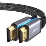 Saux hdmi cable 4k 60hz 18gbps - flat high speed 5m - braided nylon - compatible 3d hdr uhd 2160p 1080p ...