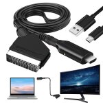 Scart to hdmi adapter, 1080p / 720p all - in - one audio video converter with cable for hdtv stb vhs ...