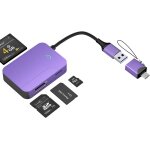 Sd card reader, 4 in 1 usb - c and usb 3. 0 to sd micro sd ms cf adapter, supports sd / sdhc / mmc / ...