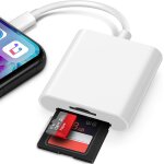 Sd card reader for iphone, ipad, 2 in 1 memory card reader, micro sd to lightning card adapter, camera ...