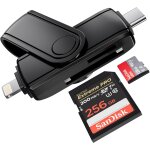 Sd card reader for iphone ipad, lightning & usb - c dual connector sd memory card adapter, supports sd ...