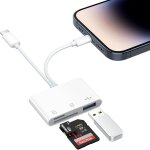 Sd card reader for iphone / ipad, usb c memory card reader with sd / tf card slots usb otg adapter for ...