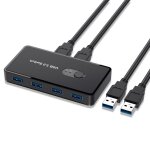 Slecteur de commutateur kvm usb 3. 0, 4 ports pour 2 ordinateurs, hub adaptateur pour imprimante pc, ...