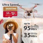 Senior - carte m�moire 64 go lot de 2 cartes, 4k cam�ra pro, compatible avec gopro switch, vitesse 95 ...