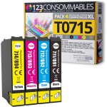 Senior - - t0715 - pack pour t0715 t0711 t0712 t713 t0714 - cartouches compatible avec stylus sx218 sx400 ...