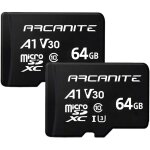 Shiba - lot de 2, 64 go cartes m�moire microsdxc uhs - i u3, a1, v30, 4k, c10, microsd, vitesse de lecture ...
