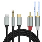 Shiba - cble audio rca 3, 5 mm / usb de type c / lightning vers 2 rca audio stro pour tv, tlphone ...