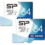 Shiba - silicon power lot de 2 cartes microsd haute vitesse avec adaptateur 64 go[326]