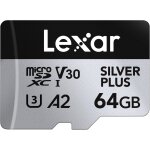 Silver plus carte micro sd 64 go, microsdxc carte tf jusqu'a 205 mo / s en lecture, 100 mo / s en ecriture, ...