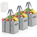 Sjzg - lot de 3 sacs de courses pliables de qualit suprieure - panier a provisions robuste et rutilisable ...