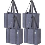 Sjzg - lot de 4 sacs d'epicerie et sacs de courses rutilisables avec poignes et fond rigide de taille ...
