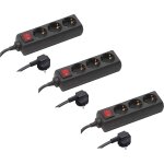 Sjzg - bloc multiprise 3 prises et 3 prises de 1, 4 m - cble noir en plastique - ip20 - interrupteur ...