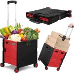 Sjzg - chariot de courses pliable sur 4 roues, chariot de rangement avec poigne tlescopique rglable, ...