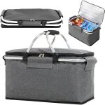 Sjzg - panier isotherme pliable de 18. 4 l, isotherme, avec couvercle, cadre pliable en aluminium impermable, ...