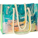 Sjzg - sac de courses holographique en pvc ¿ sac de transport rutilisable transparent avec effet arc ...