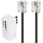 Soft and flexible adsl cable rj11 male / male colour black 5 m + white adsl filter - for connecting to ...