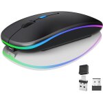 Souris bluetooth sans fil pour ordinateur portable, rechargeable, souris optique 2, 4 ghz (bluetooth ...