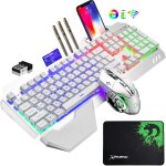 Souris combo avec clavier rechargeable sans fil de 2, 4 ghz batterie longue de 4800 mah 16 modes de couleur ...