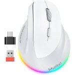 Souris ergonomique, souris verticale sans fil rétroéclairée rgb rechargeable pour bluetooth(5. 2 + 3. ... Souris ergonomique, souris verticale sans fil rétroéclairée rgb rechargeable pour bluetooth(5. 2 + 3. ...