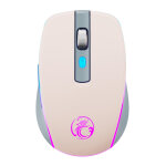 Souris gaming sans fil silencieuse 6 boutons rgb rechargeable 1600dpi rose yonis
