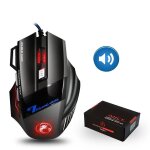 Souris de jeu filaire ergonomique 5500 dpi avec r�tro�clairage led � 7 boutons, sound