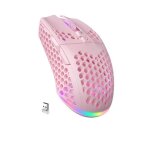 Souris de jeu sans fil ajour�e rgb triple connexion 8000 dpi rose yonis