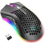 Souris de jeu sans fil, souris d'ordinateur avec plaque en nid d'abeille, 7 boutons programmés, 3 dpi ... Souris de jeu sans fil, souris d'ordinateur avec plaque en nid d'abeille, 7 boutons programmés, 3 dpi ...