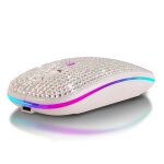 Souris de jeu sans fil rgb, 1600dpi, trois vitesses rglables, coque en diamant rose, pour ordinateur, ...