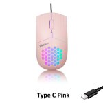 Souris de jeu usb / type c, 1600 ug i, rtro - 4. 2 rvb, coque en accent d'abeille, filaire, pour ordinateur, ...