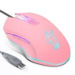 Souris optique de jeu filaire usb, 2400 dpi, de type c, r�glable, color�e et lumineuse, rose et mignonne, ...